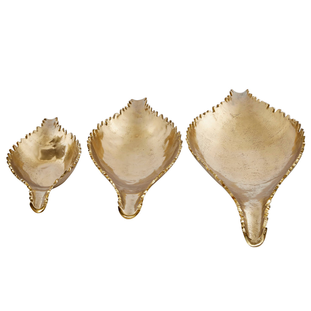 Large Metallic Gold Metal Boat Trays, Set of 3 T3188