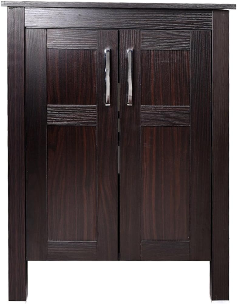 24 Inches Dark Coffee Bathroom Vanity Set with Top and 2-Door Cabinet U902578
