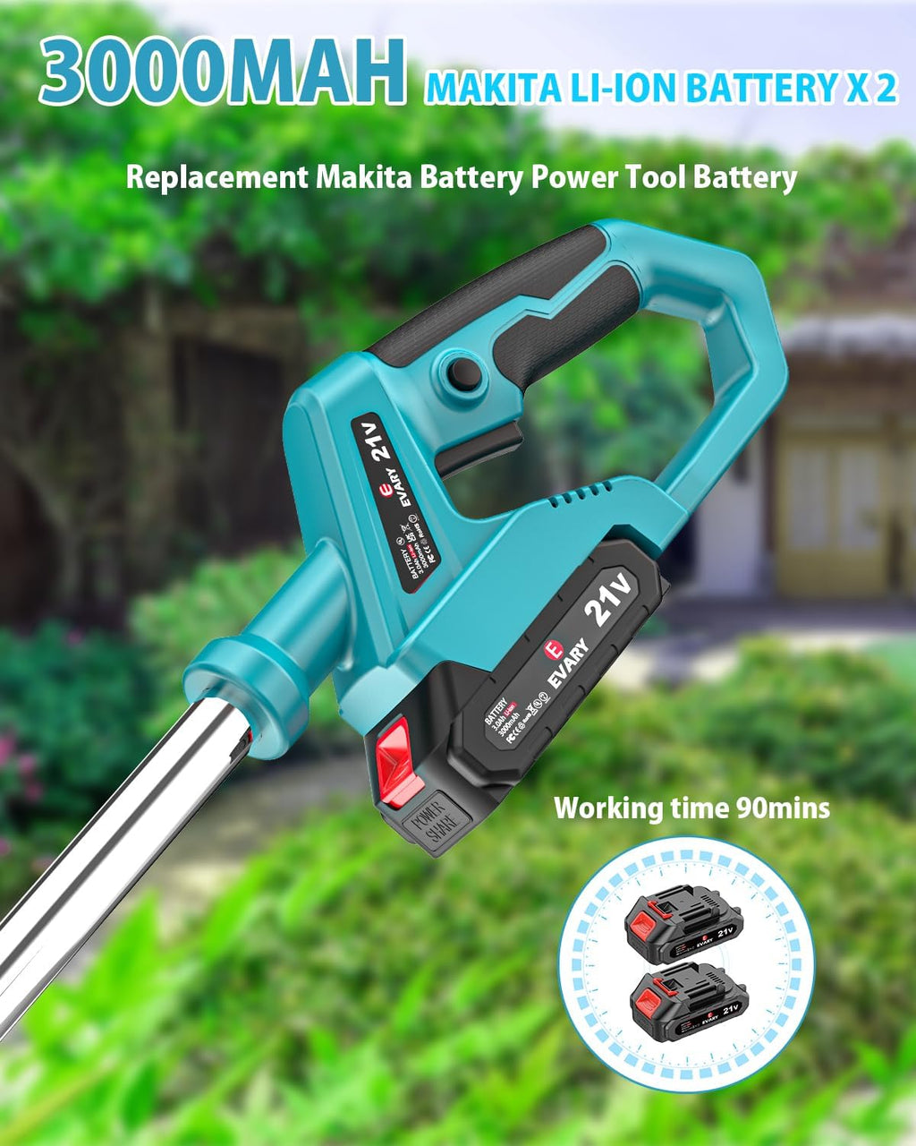 21V Cordless Electric String Trimmer with 6000mAh Battery U78865