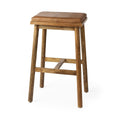 Cognac Brown Leather Medium Brown Wood Bar Stool L290426