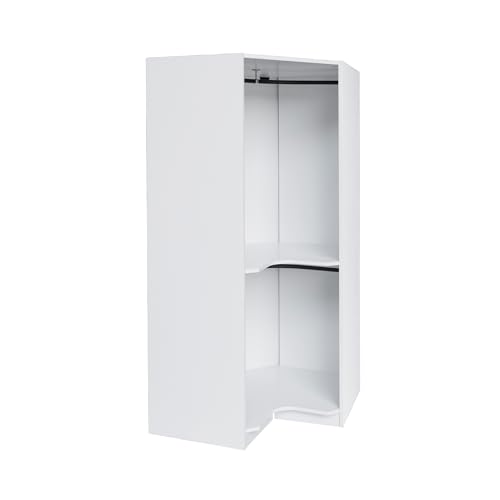 Natural Polygon Wooden Corner Wardrobe Closet with 2 Hanging Rails & Shelves L576