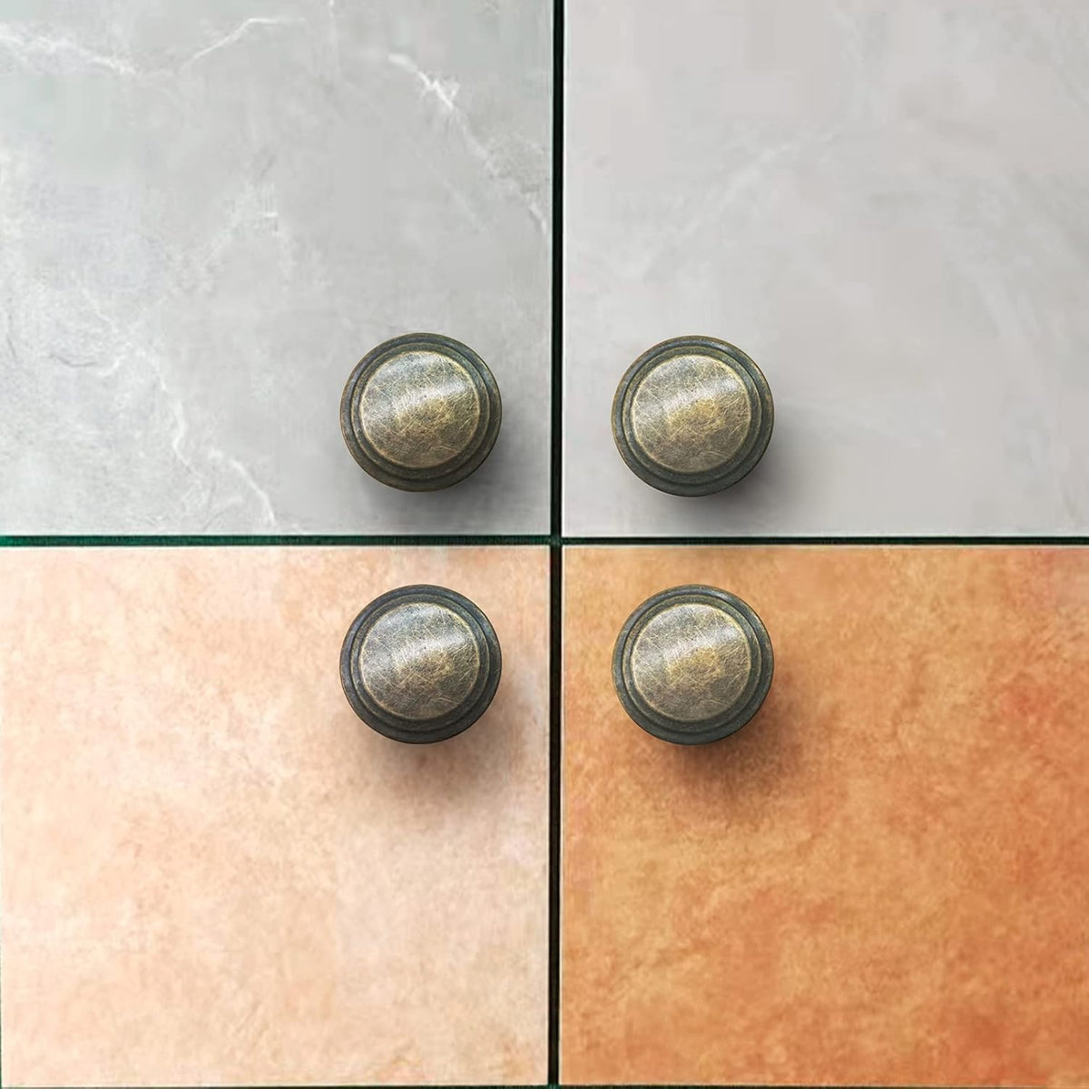 Antique Brass 6 Pack 1.18 inch Cabinet Knobs and Pulls R5102