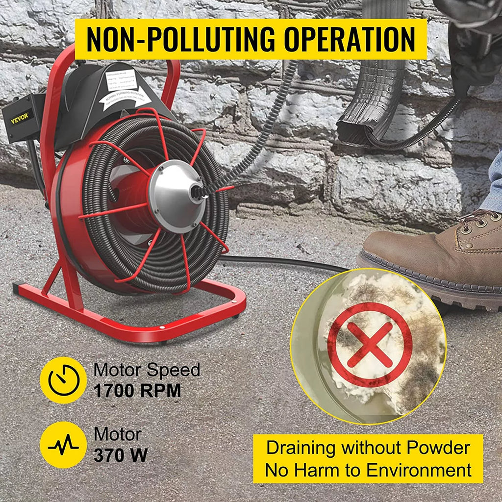 75ft x 1/2 in 370W Electric Drain Auger U4589