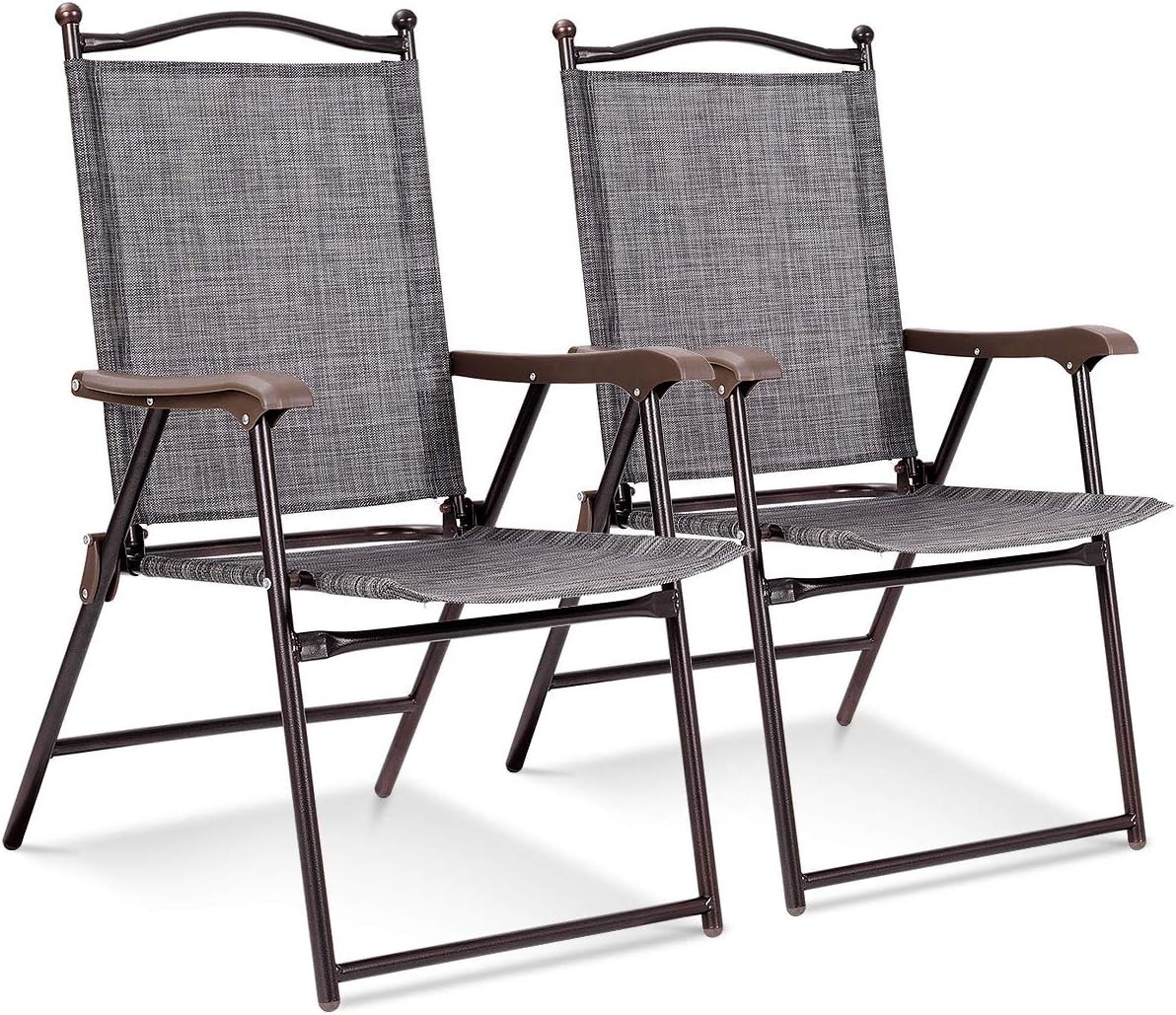 Set of 2 Yellow Metal Folding Patio Chairs L1694