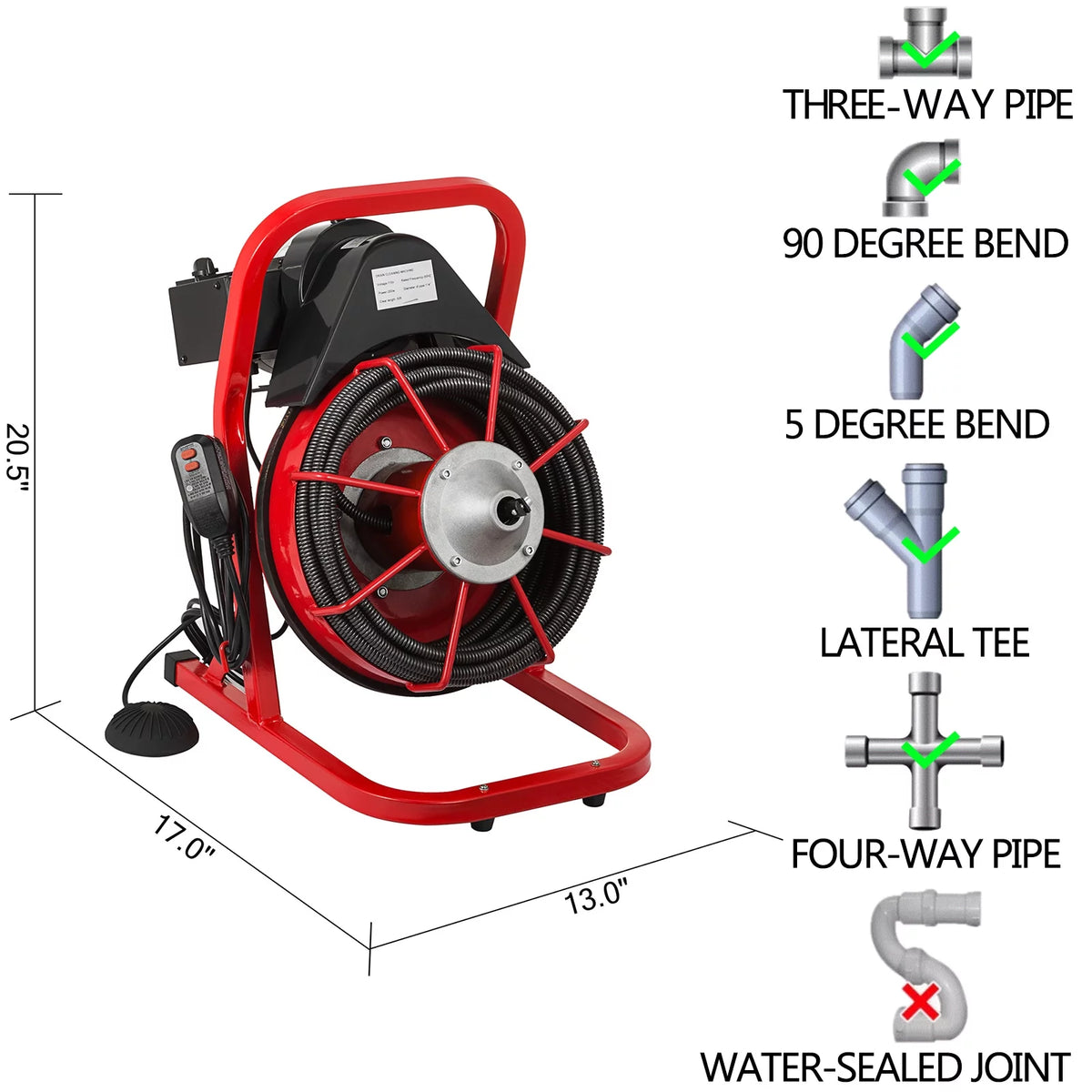 75ft x 1/2 in 370W Electric Drain Auger U4589