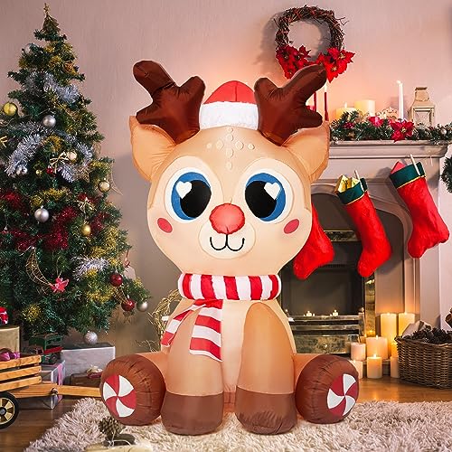 7ft Outdoor Inflatable Snowman Yard Decorations with Led Lights H3463