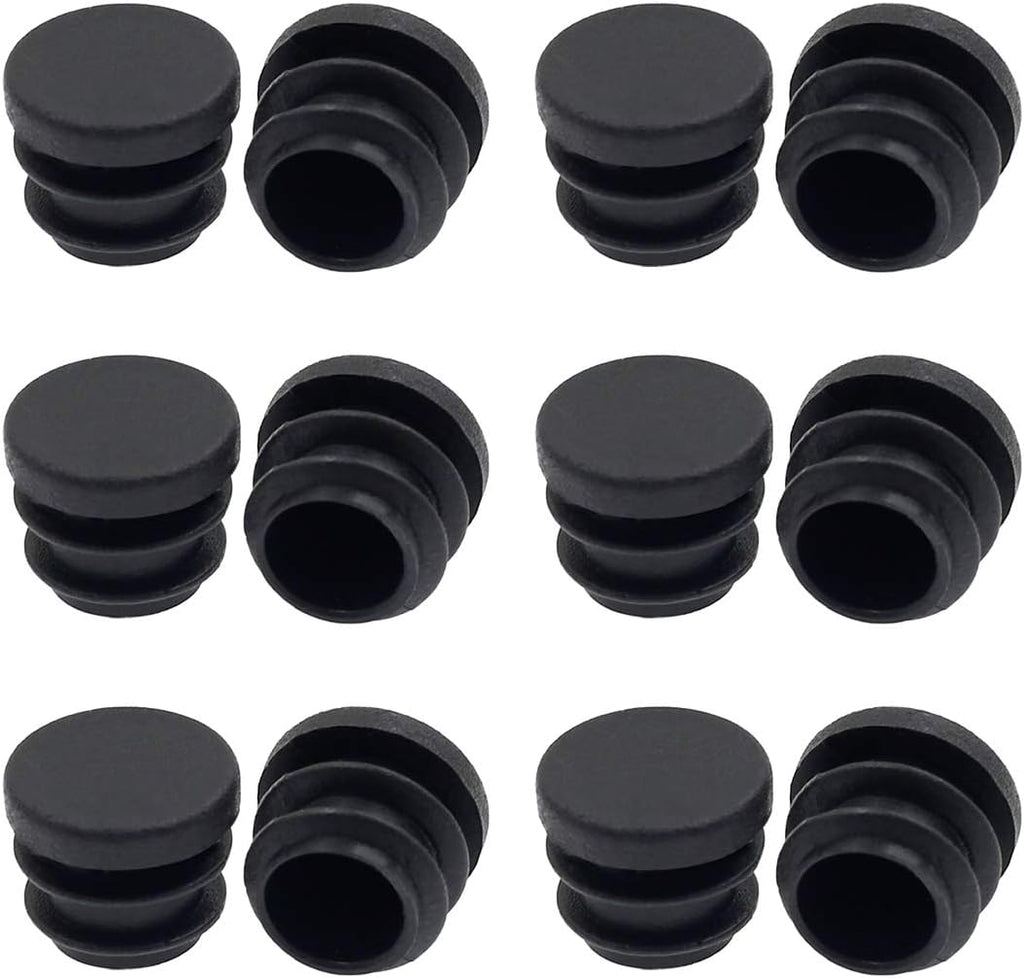 12.5mm Round Black Plastic End Cap Pack of 2 F856