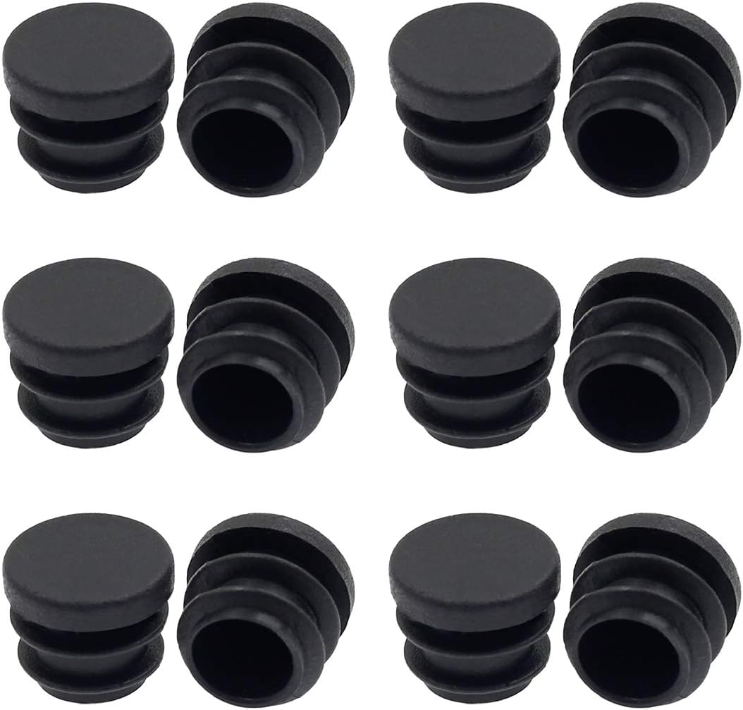 12.5mm Round Black Plastic End Cap Pack of 2 F856