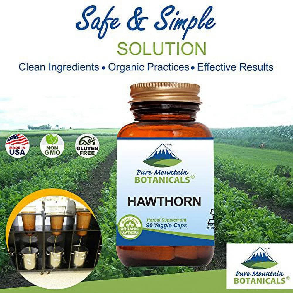 90 Kosher Vegan Capsules 1000mg Organic Hawthorn Berry D468418
