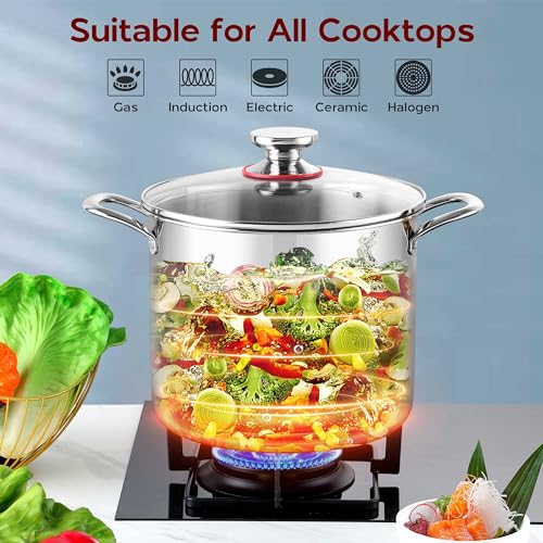 18/10 Stainless Steel 8 Quart Stock Pot with Lid Tri-Ply Induction Pot Y76704
