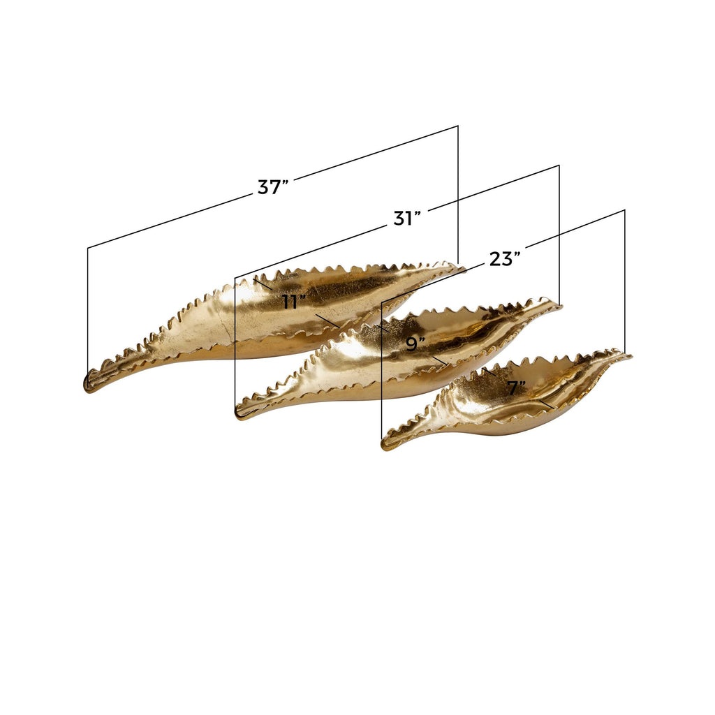 Large Metallic Gold Metal Boat Trays, Set of 3 T3188