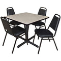 Maple Square Breakroom Table & 4 Black Stack Chairs W96471