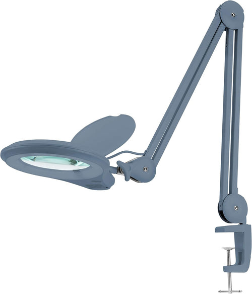 1,200 Lumens Dimmable LED Magnifying Lamp with Clamp, 5 Diopter with 20 Diopter, 5 Inches Lens, Gray J1683