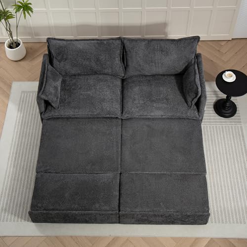 Queen Size Corduroy Convertible Sofa Bed with Storage Pockets C337