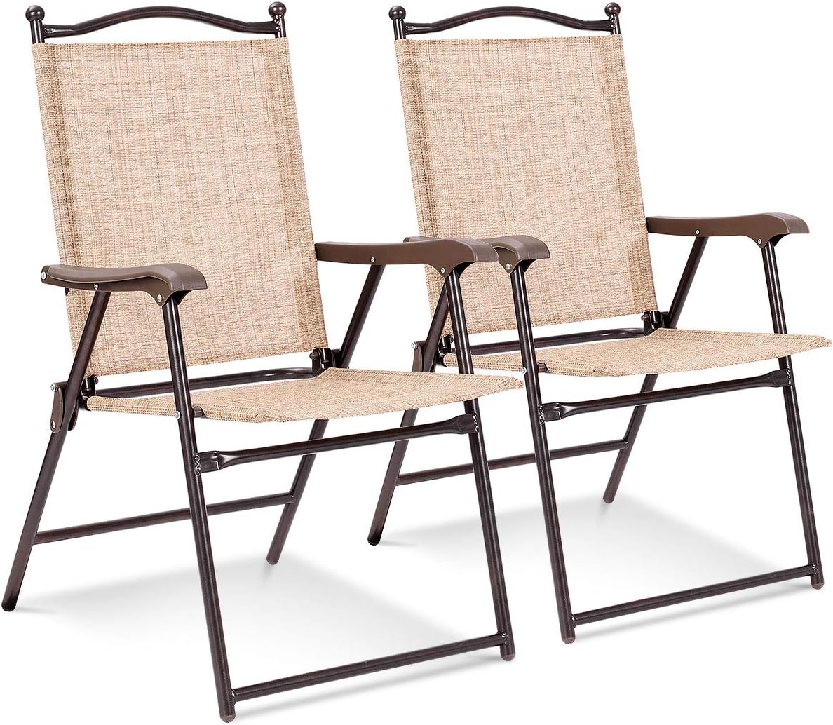 Set of 2 Yellow Metal Folding Patio Chairs L1694