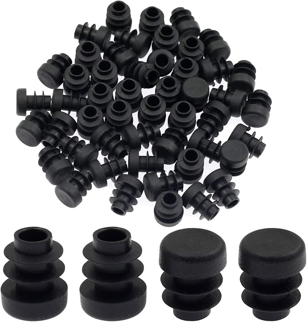 12.5mm Round Black Plastic End Cap Pack of 2 F856