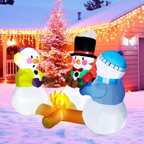 7ft Outdoor Inflatable Snowman Yard Decorations with Led Lights H3463
