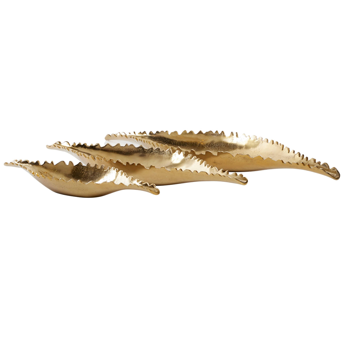 Large Metallic Gold Metal Boat Trays, Set of 3 T3188