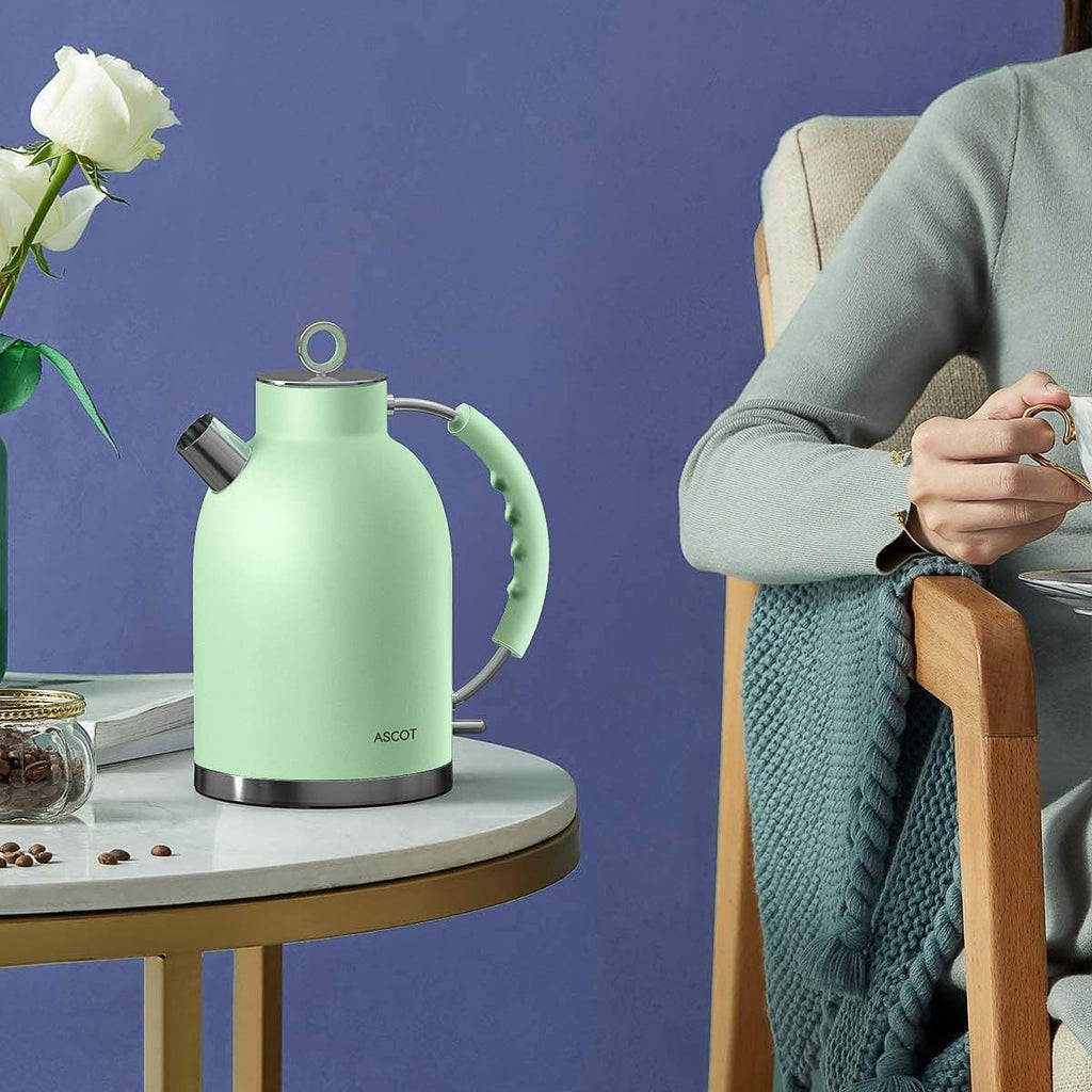 Stainless Steel 1.5L 1500W Retro Electric Kettle Matte Green Y94755