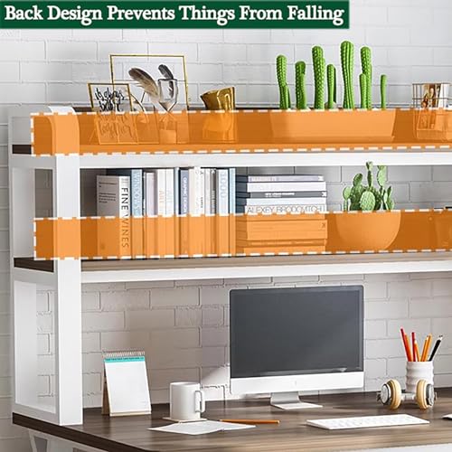 White 39 inch Wooden Computer Desk with Hutch and Bookshelf F37895
