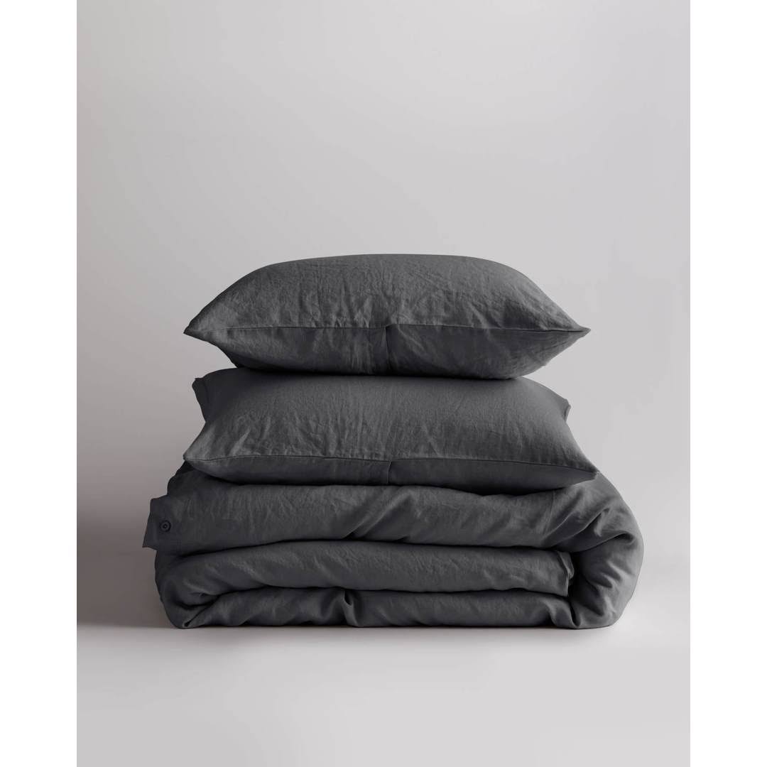 Charcoal Full/Queen Linen Duvet Cover Set J52675