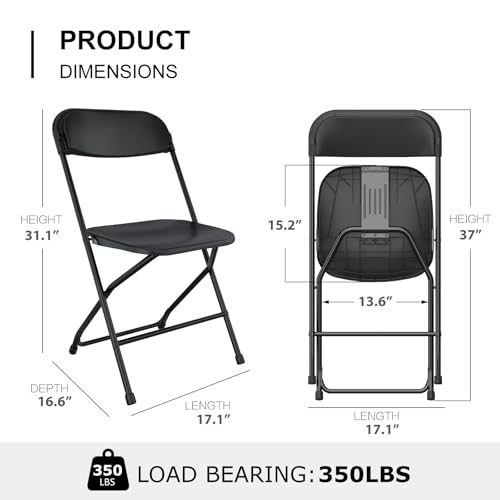 White 10 Pack Plastic Folding Chairs with Steel Frame P8613
