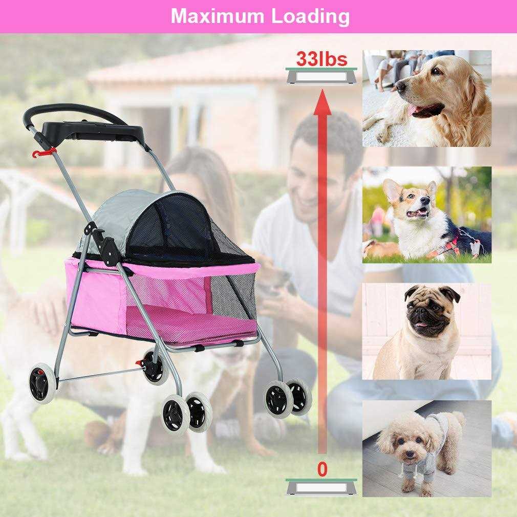4 Wheels Folding Waterproof Pet Stroller with Cup Holder F988196