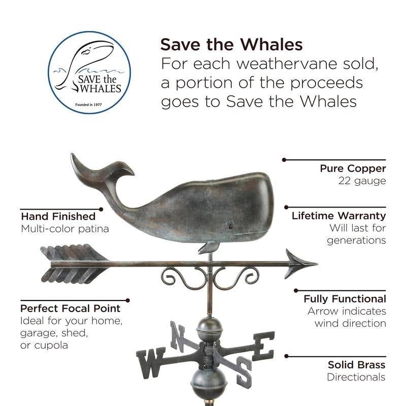 Pure Copper Save The Whales Weathervane B85066