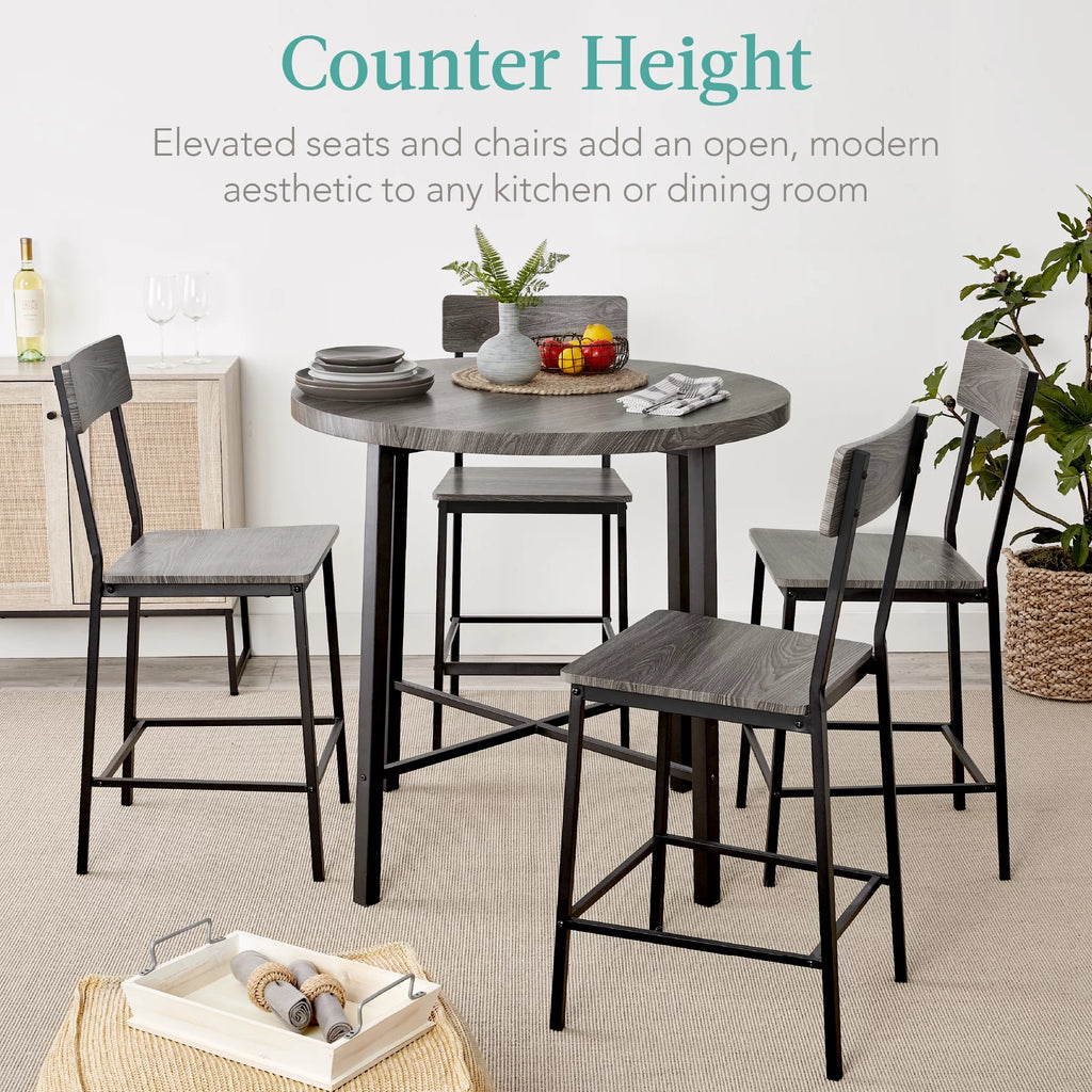 5-Piece Round Counter Height Dining Set with 4 Chairs E557