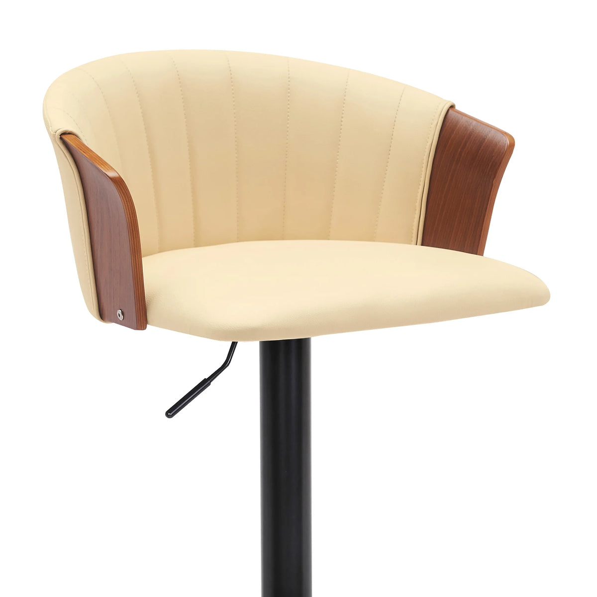 Adjustable Walnut Wood Bar Stool Cream Faux Leather T98044