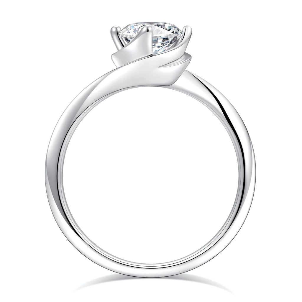 1ct Solitaire Moissanite Engagement Ring 925 Sterling Silver Four-Prong Round Cut Ring E676580