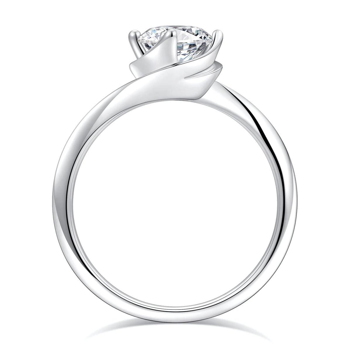 1ct Solitaire Moissanite Engagement Ring 925 Sterling Silver Four-Prong Round Cut Ring E676580