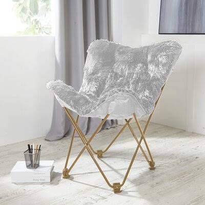 Silver Faux Fur Butterfly Chair R92692