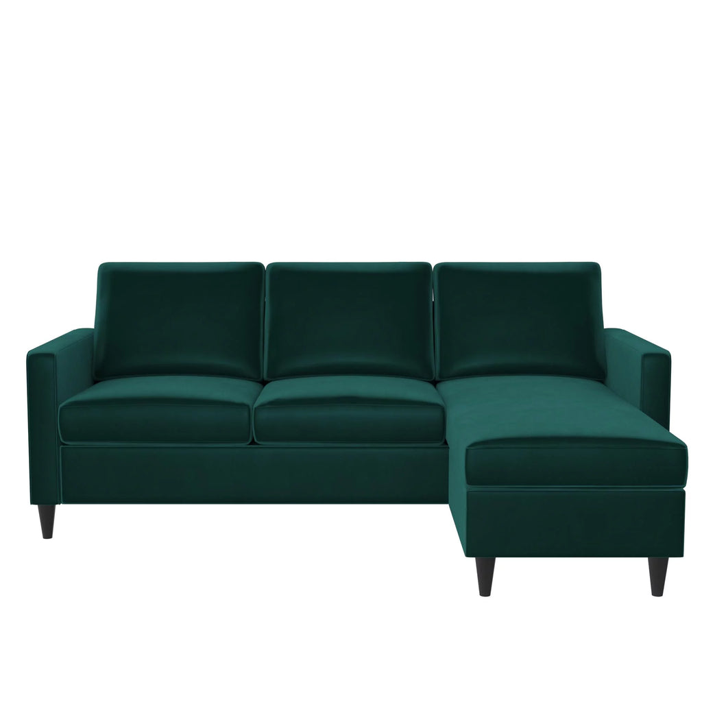 Green Velvet Reversible Sectional Sofa P339