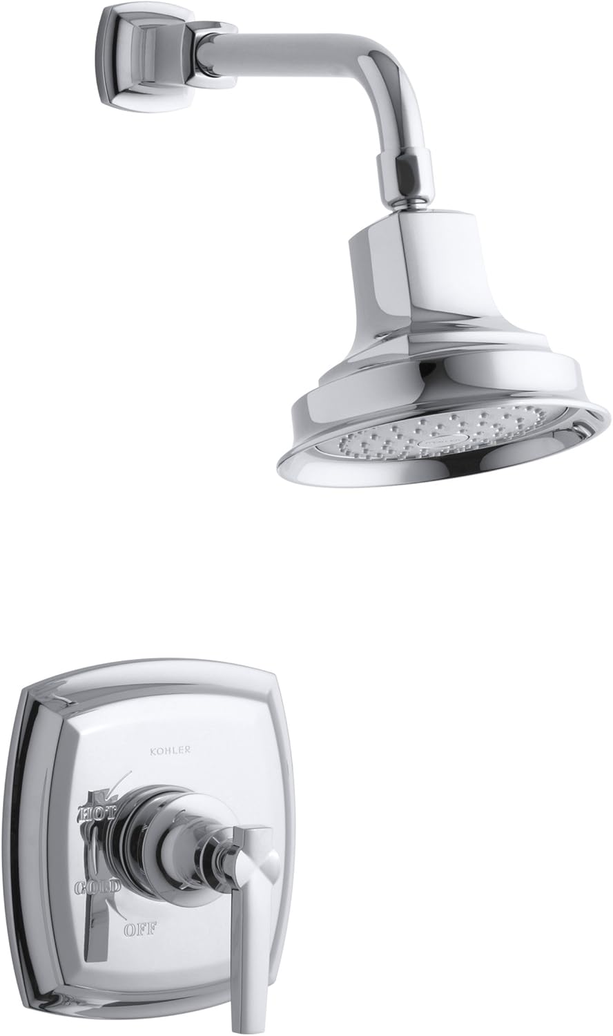 Polished Chrome Shower Valve Trim with Lever Handle and 2.5 gpm Showerhead T981545