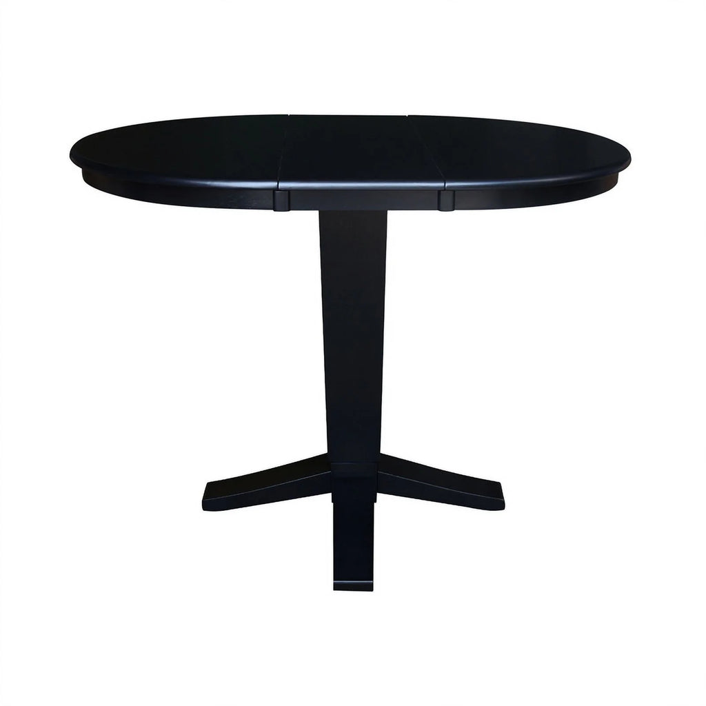 Solid Wood Round Top Pedestal Dining Table with Leaf Z55206