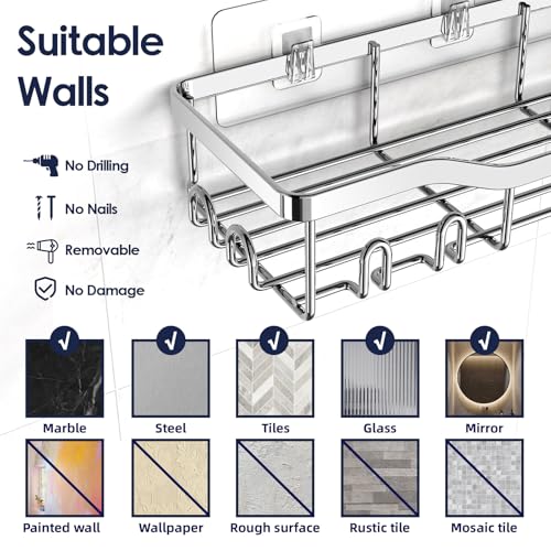 Adhesive Rustproof Stainless Steel Shower Caddy 2 Pack M22647