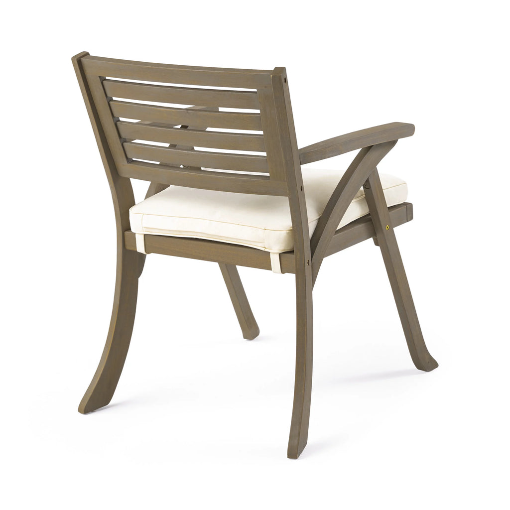 Acacia Wood Dining Chair with Cushions, Set of 2, Gray I6500