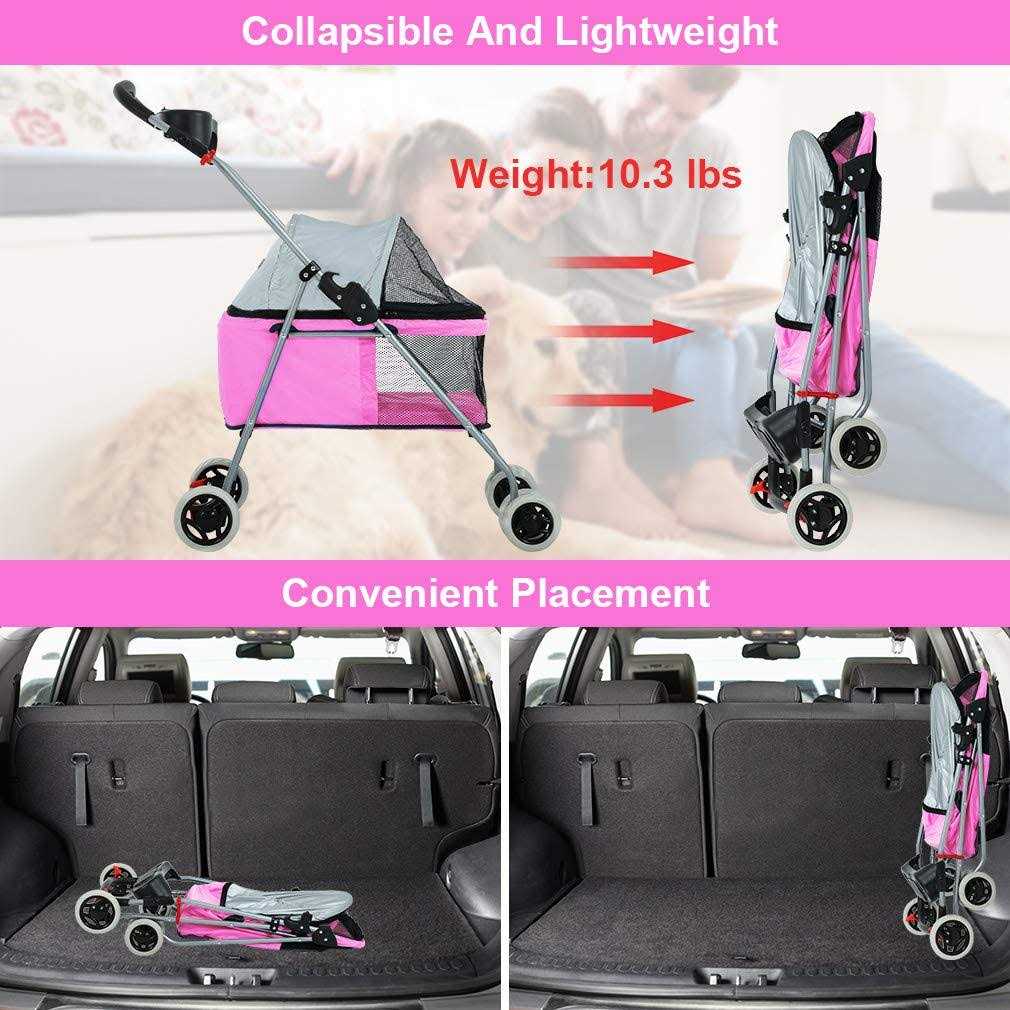4 Wheels Folding Waterproof Pet Stroller with Cup Holder F988196