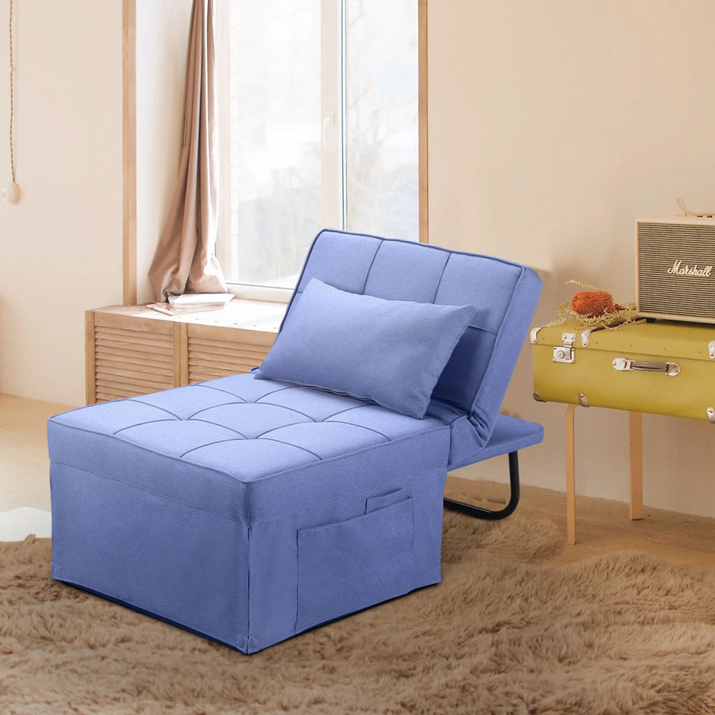 Dark Blue Linen Convertible Sofa P6352