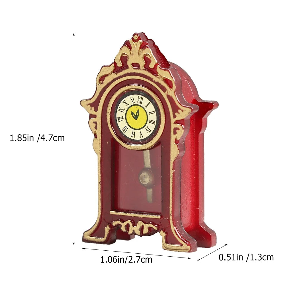 Mini Dollhouse Clock Vintage Resin Decor A8406