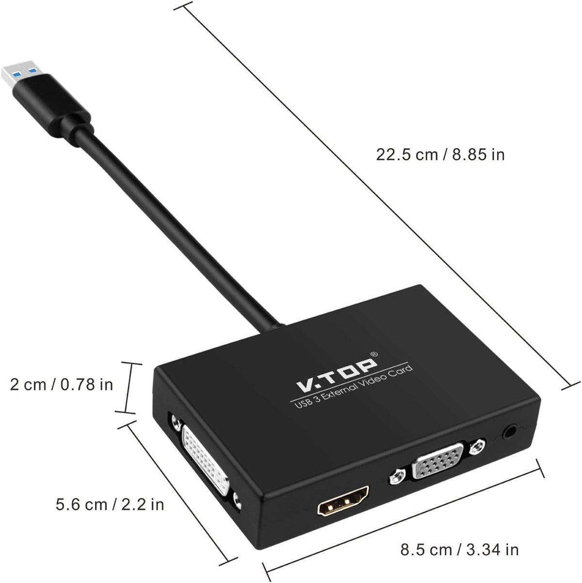 USB 3.0 to HDMI-DVI-VGA Video Graphics Card Adapter, Pack of 2 J382925