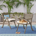 Acacia Wood Dining Chair with Cushions, Set of 2, Gray I6500