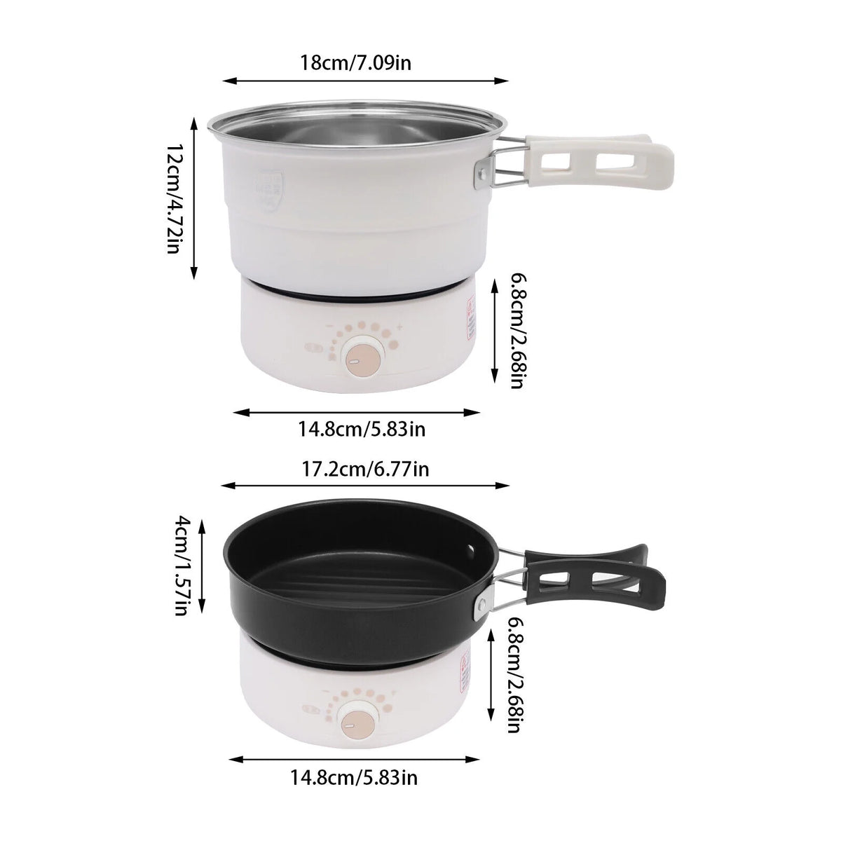 500W Electric Hot Pot with Lid Steamer Rack Q523457