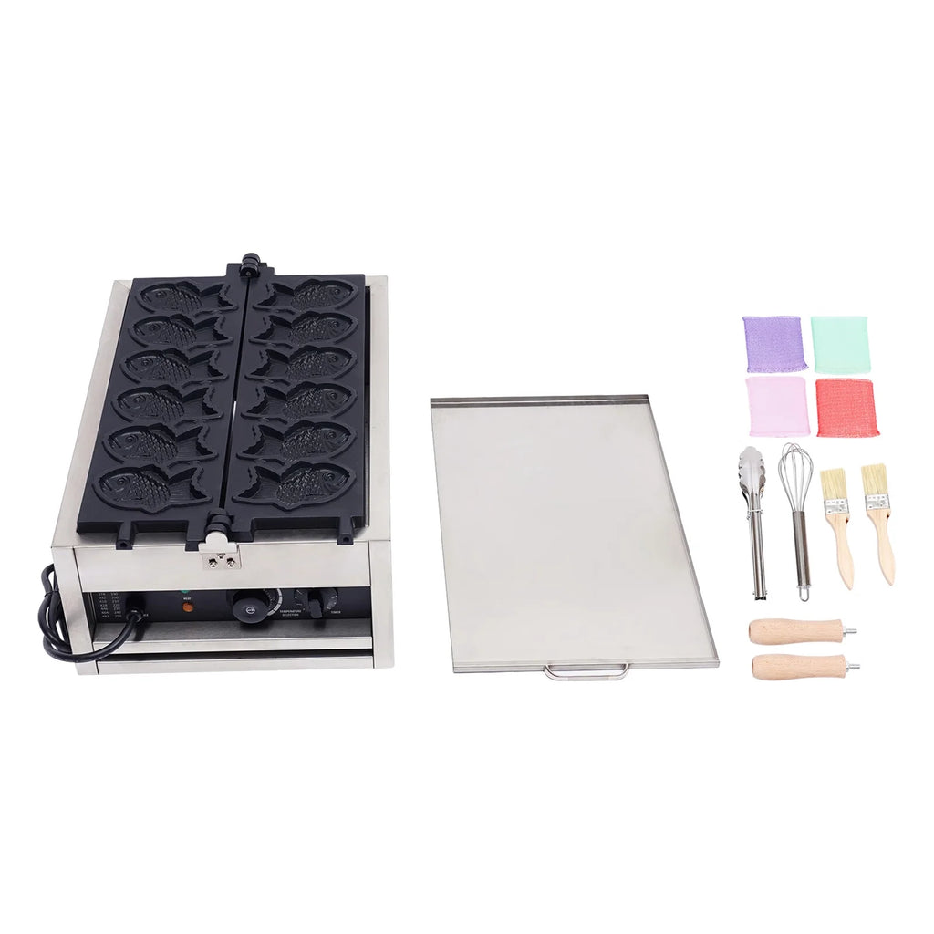 Electric Taiyaki Fish Waffle Maker, Stainless Steel Non-stick Waffle Iron H341669