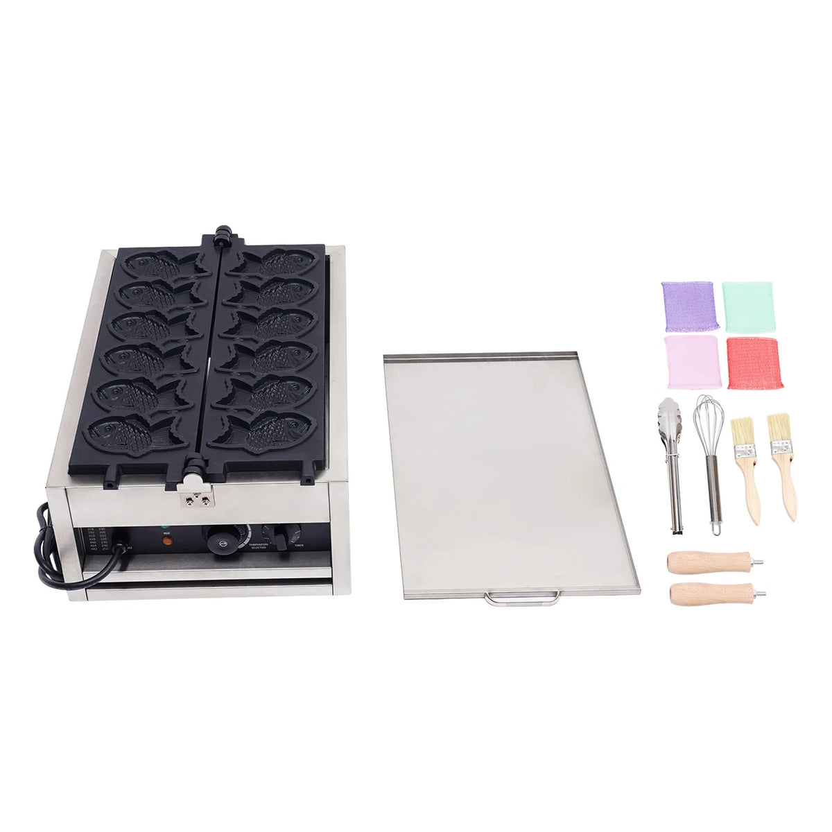 Electric Taiyaki Fish Waffle Maker, Stainless Steel Non-stick Waffle Iron H341669