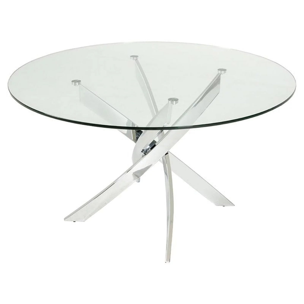 Round Metal & Glass Dining Table V9689
