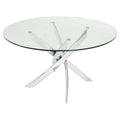 Round Metal & Glass Dining Table V9689