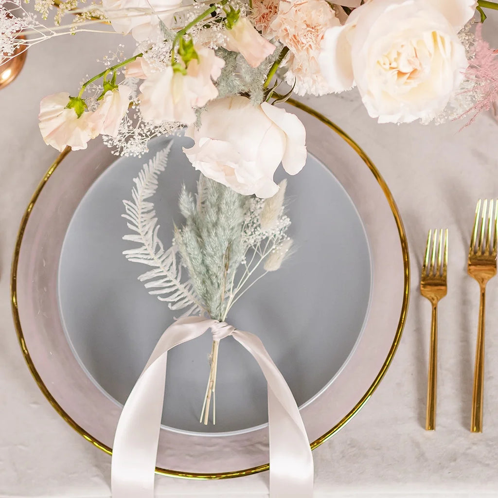 Round 13" Blush Pink Glass Charger Plates Set of 4 S64662