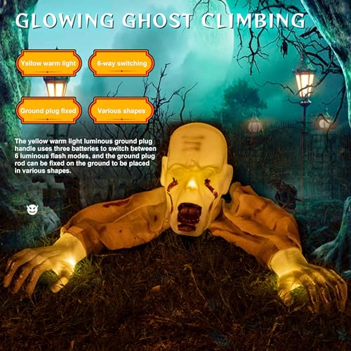 Lighted Skeleton Zombie Stakes Halloween Decor J583